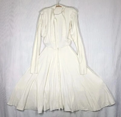 Vtg 70s OMO Norma Kamali Knit Dress XLong Sleeve Wrap Circle Skirt Early Rare  - Image 1 of 4