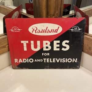 Rauland Röhren für Radios & Fernseher doppelseitiges hängendes Blechschild 15” x 11”  - Bild 1 von 8