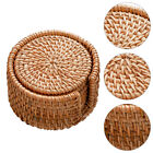 Natural Wicker Placemats Rattan Coasters Braided Cup Desktop