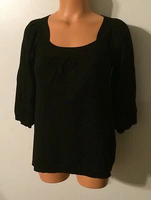 •• Women's AB Studio Size Small Blouse 3/4 Sleeve Black Shirt Nice! - Изображение 1 из 3