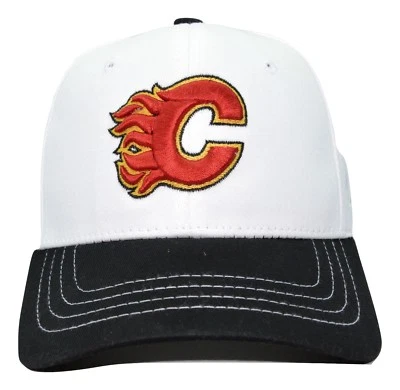 Calgary Flames Zephyr NHL Z-20 Zhats Stretch Fit White Hockey Cap Hat  - Image 1 of 4