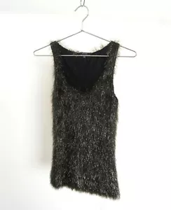 Vintage Gucci x Tom Ford Black and Silver Tinsel Fringe Tank Top Size XS Women's - Picture 1 of 7