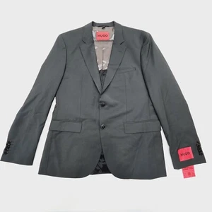HUGO BOSS Mens 38R Dark Green Modern Fit Suit Jacket Blazer Super-Flex Wool - Picture 1 of 11