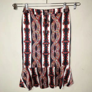 Purificacion Garcia Rock Seide Blumen Gr. 40 Volantsaum Midi Made in Spain - Bild 1 von 12