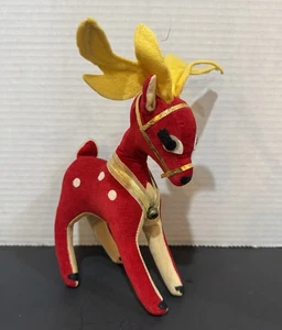 Vintage MCM Dakin Dream Pets rotes Samt Rentier Plüschtier Stofftier  - Bild 1 von 9