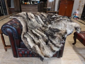 Genuine Real Arctic Jackal coyote Fur Blanket size throw 51" x 41" Rug - 6648 - Picture 1 of 5