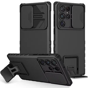 For Samsung S25 Ultra Case Dual Layer Camera Protection Stand + Tempered Glass - Picture 1 of 9