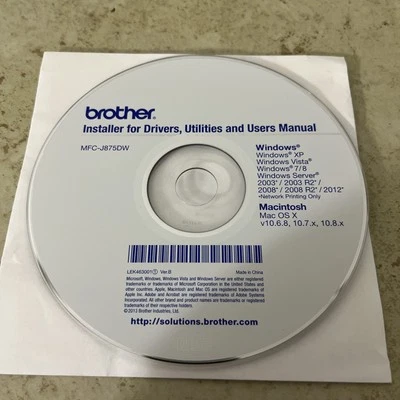 Brother MFC-J875DW Printer Installer For Drivers & Utilities Disk CD - Image 1 of 3