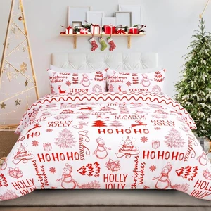 Christmas Duvet Cover Queen Size 3 Pieces Snowman Christmas Tree Queen Duvet ... - Picture 1 of 7
