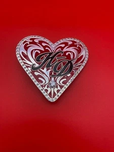 Harley-Davidson fibbia per cintura donna argento e rosso a forma di cuore - Foto 1 di 5