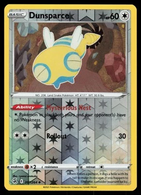 Dunsparce 207/264 Reverse Holo Pokemon Fusion Strike LP - Image 1 of 2