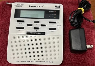 Midland WR-100 Public Alert NOAA Weather Radio Digital Clock W/Power Adapter - Image 1 of 4