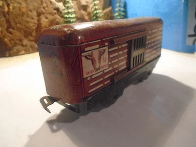 MARX 027 SCALE LITOGRAPH TINPLATE UNION PACIFIC SLIDING DOOR STOCK CAR 5-207-5 - Image 1 of 4