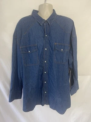 NWT KEY MENS DENIM LONG SLEEVE SNAP BUTTON WESTERN SHIRT Sz 4XL - Image 1 of 4