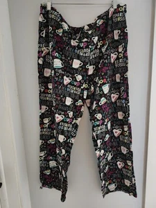 Women Coffee Graphic Lounge Pajama Pant-Pull On -No Drawstring Size 2x (18w-20w) - Picture 1 of 7