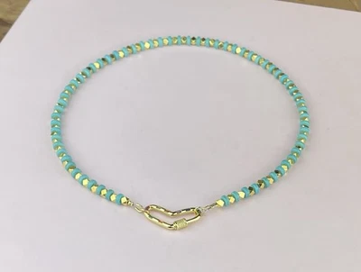 Turquoise And Gold Carabiner Necklace - Image 1 of 4