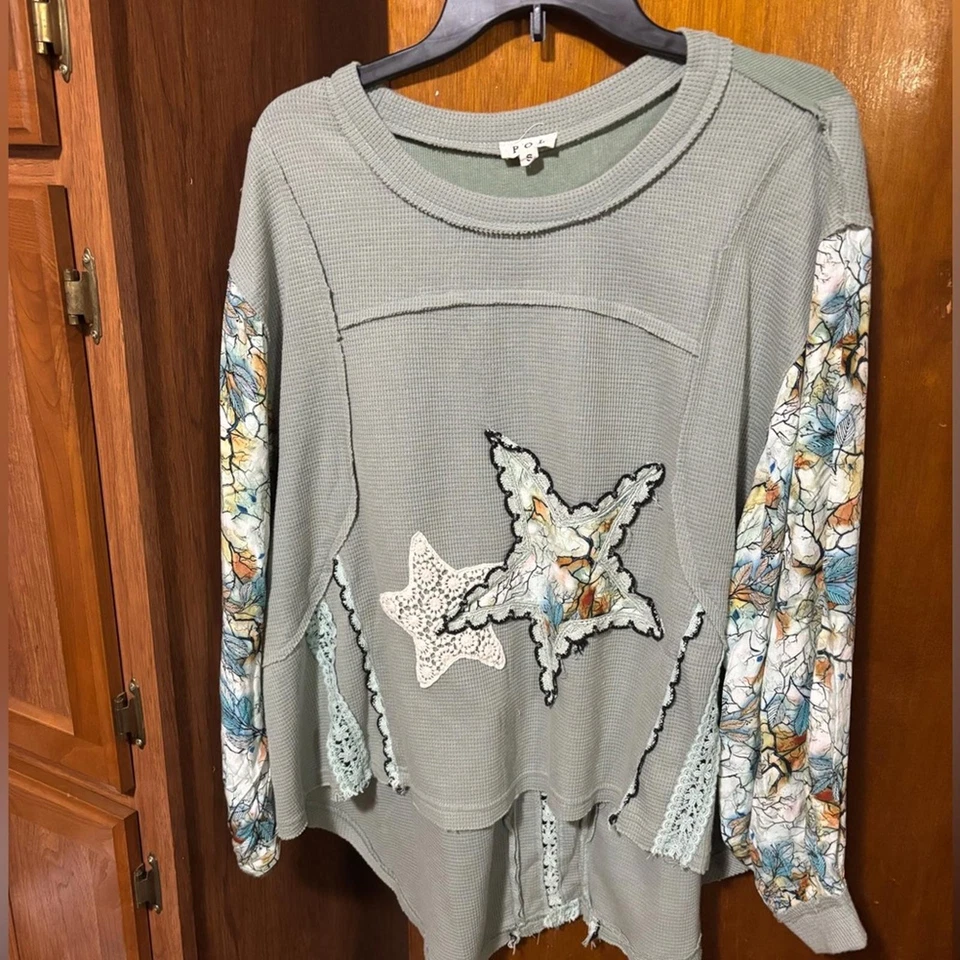 Pol Pequeño Grande Zen Floral Estrella Encaje Crochet Niña Fluido Lujo Verde Azul Foto 1 de 4