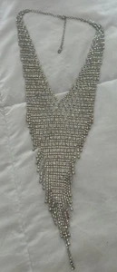 Collana pendente bavaglino tono argento strass cristallo firmata CHRISTINA COLLECTION - Foto 1 di 9
