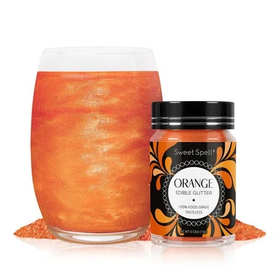 Sweet Spell Edible Glitter (15g) - Shimmer Sparkles for Drinks, Cakes, Orange  - Image 1 of 4