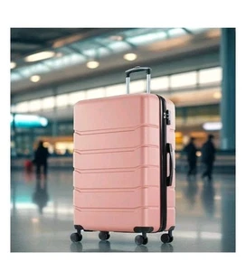 GIANNA Hardside Luggage ABS Checked Suitcase Spinner Wheels TSA Lock Pink, 20 in - Picture 1 of 8