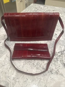 Cartera de mano y billetera vintage con solapa de piel de anguila con correa para el hombro hecha en Corea - Imagen 1 de 13
