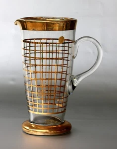 Gebrüder Podbira Böhmen, Glaskrug, Goldene Linien, H. ~ 26cm, ~ 1,4kg, ~ Vintage - Bild 1 von 9