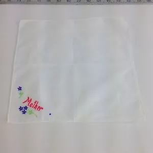 VTG Handkerchief Mother Hanky Mother's Day Red Blue Embroidered Flower - Picture 1 of 5