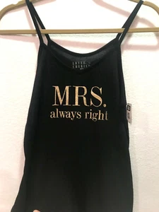 Love & Cherish Womens Medium Mrs. Always Right black cami tank top gold print XS - Picture 1 of 3