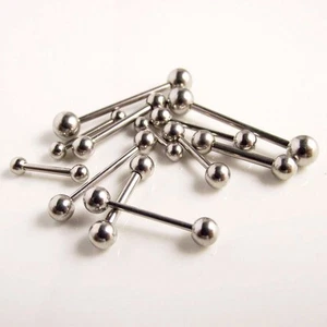 18g 16g 14g Sizes 6mm - 20mm Nipple Tongue Industrial Ear Straight Bar Barbell - Picture 1 of 2