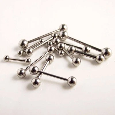 18g 16g 14g Sizes 6mm - 20mm Nipple Tongue Industrial Ear Straight Bar Barbell - Image 1 of 2