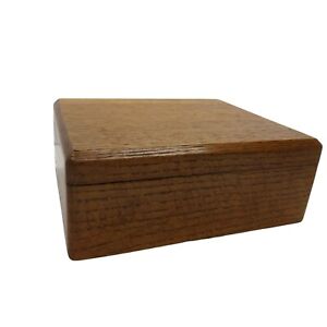 Vintage Handcrafted Wooden Box Felt Lined 9 x 7 x 3 with Lid Thick Heavy