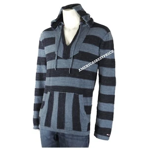 TOMMY HILFIGER DENIM NEW MEN'S ROADTRIP STRIPED HOODIE SWEATSHIRT BLUE/NAVY BLUE - Picture 1 of 5