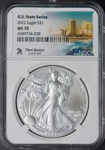 2022 American Silver Eagle - NGC MS70 - 7K New Jersey - ✪COINGIANTS✪ - Picture 1 of 2