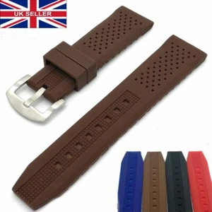 Correa de reloj de buceo de silicona de goma negra azul marrón roja correas 20 22 18 mm - Imagen 1 de 21