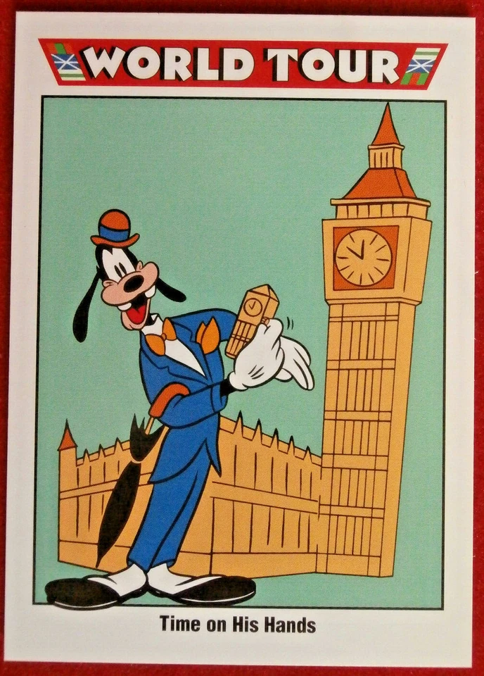 Disney COLLECTOR CARDS - Card #204 - GOOFY WAITS TO MEET BIG BEN - IMPEL 1991 - Image 1 of 2