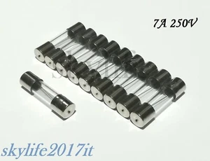 10pz FUSIBILI 7A 250V in vetro rapidi 5x20 mm - 10 pezzi fusibile - Foto 1 di 1