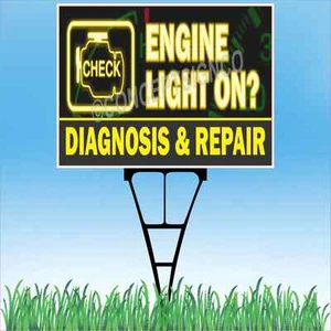 18"x24" ENGINE LIGHT Outdoor Yard Sign & Stake Sidewalk Diagnostics Check Repair - Imagen 1 de 2