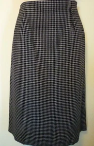 Kasper ASL womens Large 12 navy blue ivory checkered straight lined skirt - Picture 1 of 8