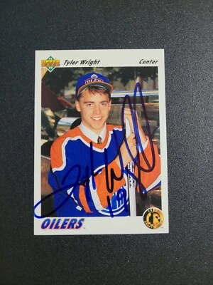 1991-92 Upper Deck Tyler Wright Oilers Auto Autographed Signed Card - Image 1 of 2