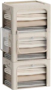 New-3 Openings Clothes Storage Bins Box - 3Pack Stackable Foldable Storage Bin - - Picture 1 of 6
