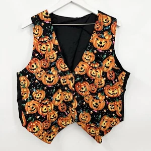 VTG Unbranded Halloween Jack-o-Lantern Vest Hints of Pink Cancer Awareness Large - Picture 1 of 5