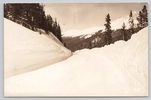 RPPC Unidentified Snowy Winter Mountain Road Scene Postcard - Picture 1 of 2