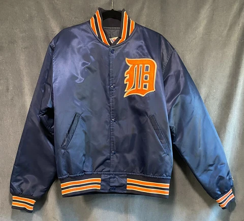1980's Detroit Tigers Starter MLB Satin Dugout Jacket AUTHENTIC VINTAGE Size L Cover
