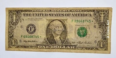 1993 STAR NOTE $1 DOLLAR BILL ( ATLANTA F )  7 Digits. F1918F*. Our T8135 - Image 1 of 4