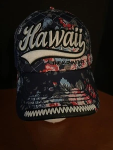 Robin Ruth Blue Hawaii trucker cap embroidered floral snapback NEW - Picture 1 of 8
