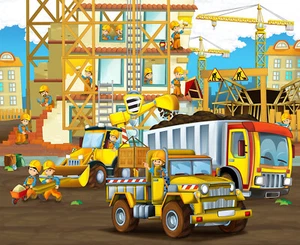 Fototapete Baustelle Kinderzimmer - Kleistertapete oder Selbstklebende Tapete - Bild 1 von 2