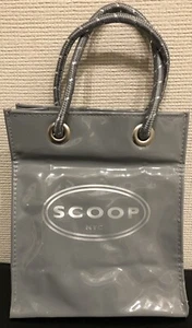 SCOOP NYC Vinyl Tote Bag - Gray w/Silver Logo - Glitter Rope Straps - Picture 1 of 3