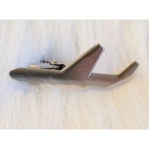 Vintage Airplane Tie Clip Brushed Silver Tone Metal Aviation Aircraft 15434 - Picture 1 of 8