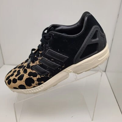 Adidas ZX Flux Core Black Women Size US 10 Cheetah Leather Suede Leopard - Image 1 of 4