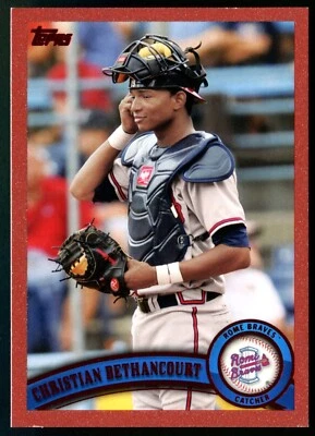 (1) Christian Bethancourt 2011 Topps Pro Debut RED 1/1 ROOKIE RC - Image 1 of 2